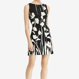 NWT American Living Black & Cream Sleeveless Floral Dress Size 16